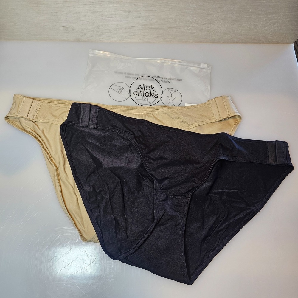 Slick Chicks sz XL 2 pk Side Fastening Beige & Black NEW From QVC Adaptive